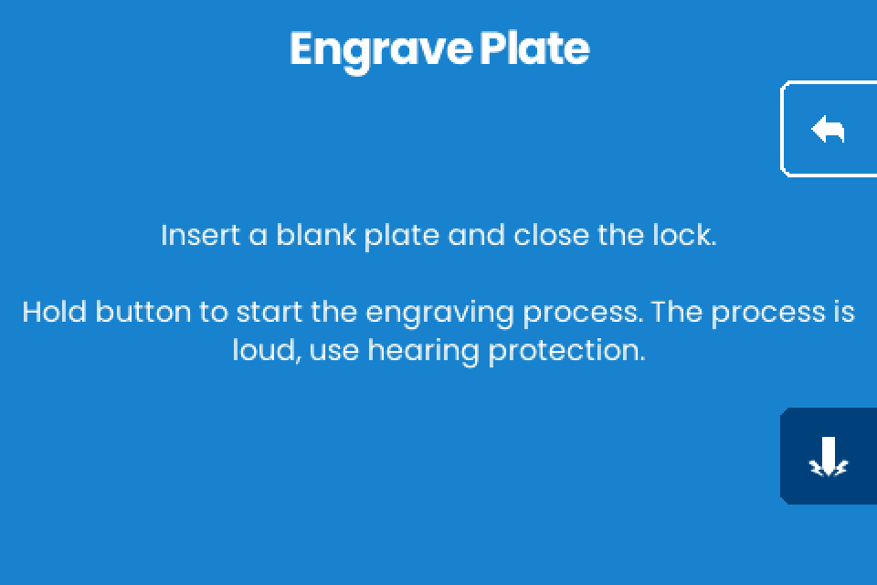 Engrave Plate before the start, with the hammer button