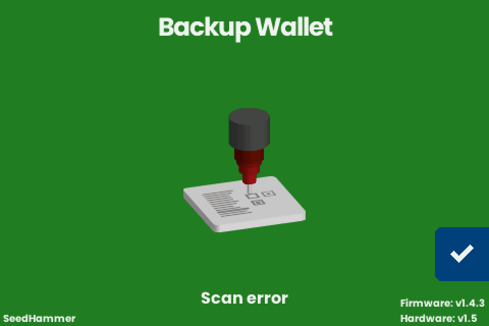 Scan error status line on the start screen